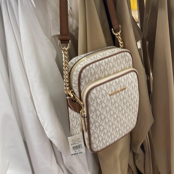 Michael Kors Jet Set Travel NS Chain Medium Logo Crossbody Bag Vanilla Color - Picture 9 of 16
